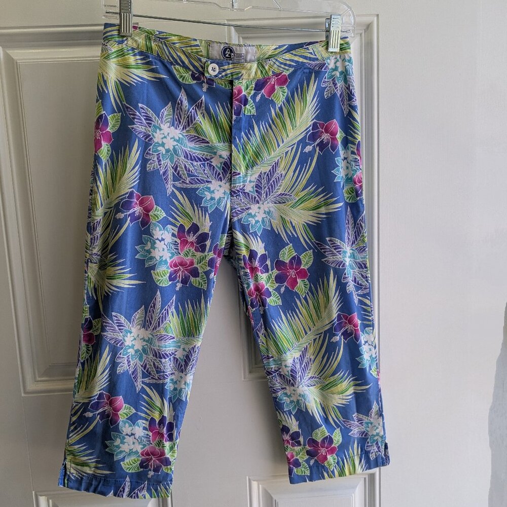 Arizona Jeans Stretch Cotton Tropical Print Capris